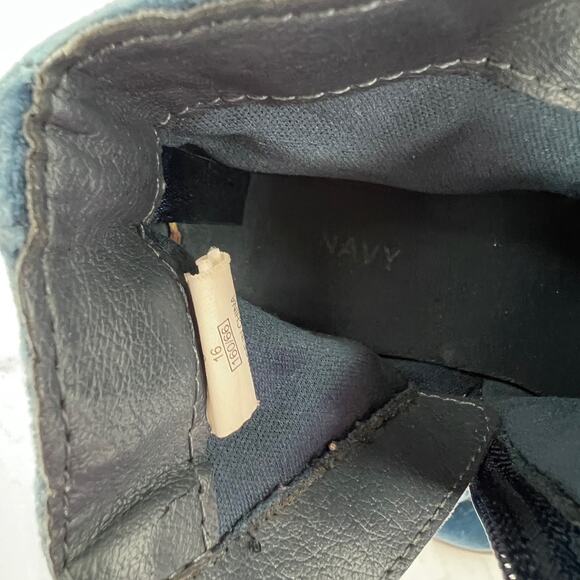 Old Navy Girls US Size 9 Blue Velvet Heel Ankle Boots Booties Side Zip - Picture 7 of 11